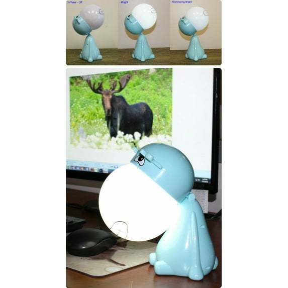 Moose LED Desk Nightlight Lamp Touch Control USB Cable Rechargeable W/Battery LS02107