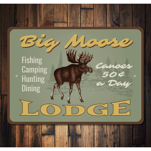 Moose Lodge Novelty Sign, Metal Wall Decor - 10x14 inches