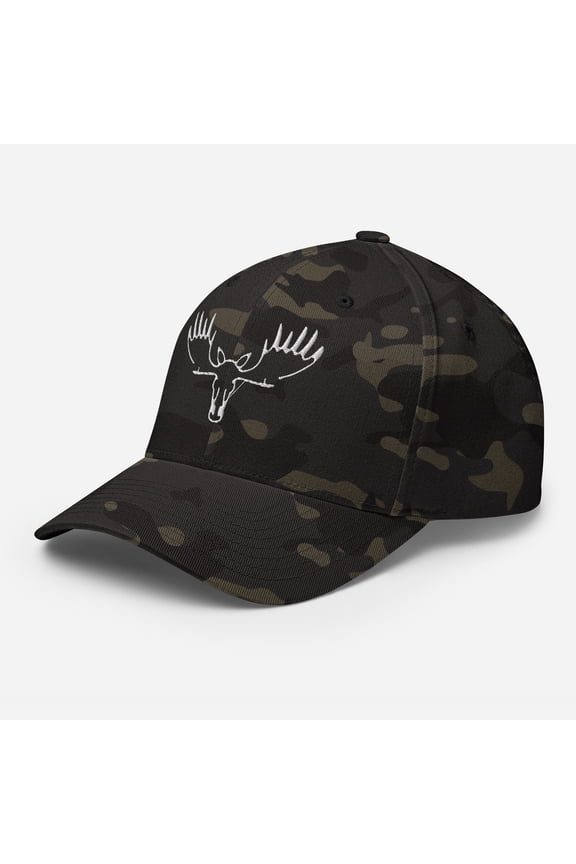 Moose Logo FlexFit Hat (Multicam Black, S/M)