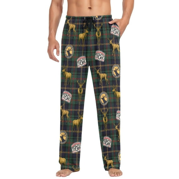 Moose Mens Cotton Pajama Pants with Pockets Elastic Waist Lightweight Breathable Relaxed Fit Lounge Sleepwear Small