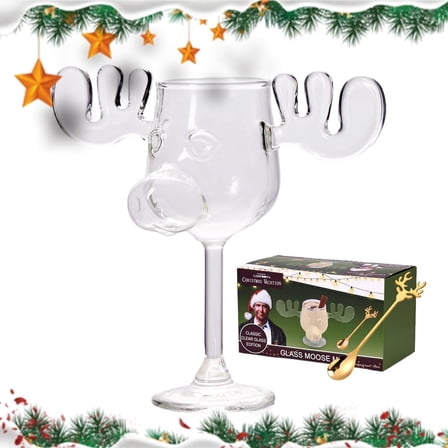 Moose Mugs Christmas Vacation, Clear Glass Cup Body & Antlers All Glass Moose Mug Eggnog Christmas Vacation Coffee Mug Festive Gift Cup