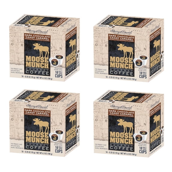 Moose Munch Coffee by Harry & David, Dark Chocolate Candy Caramel Single Serve Coffee Cups (for Keurig) - 72 Count
