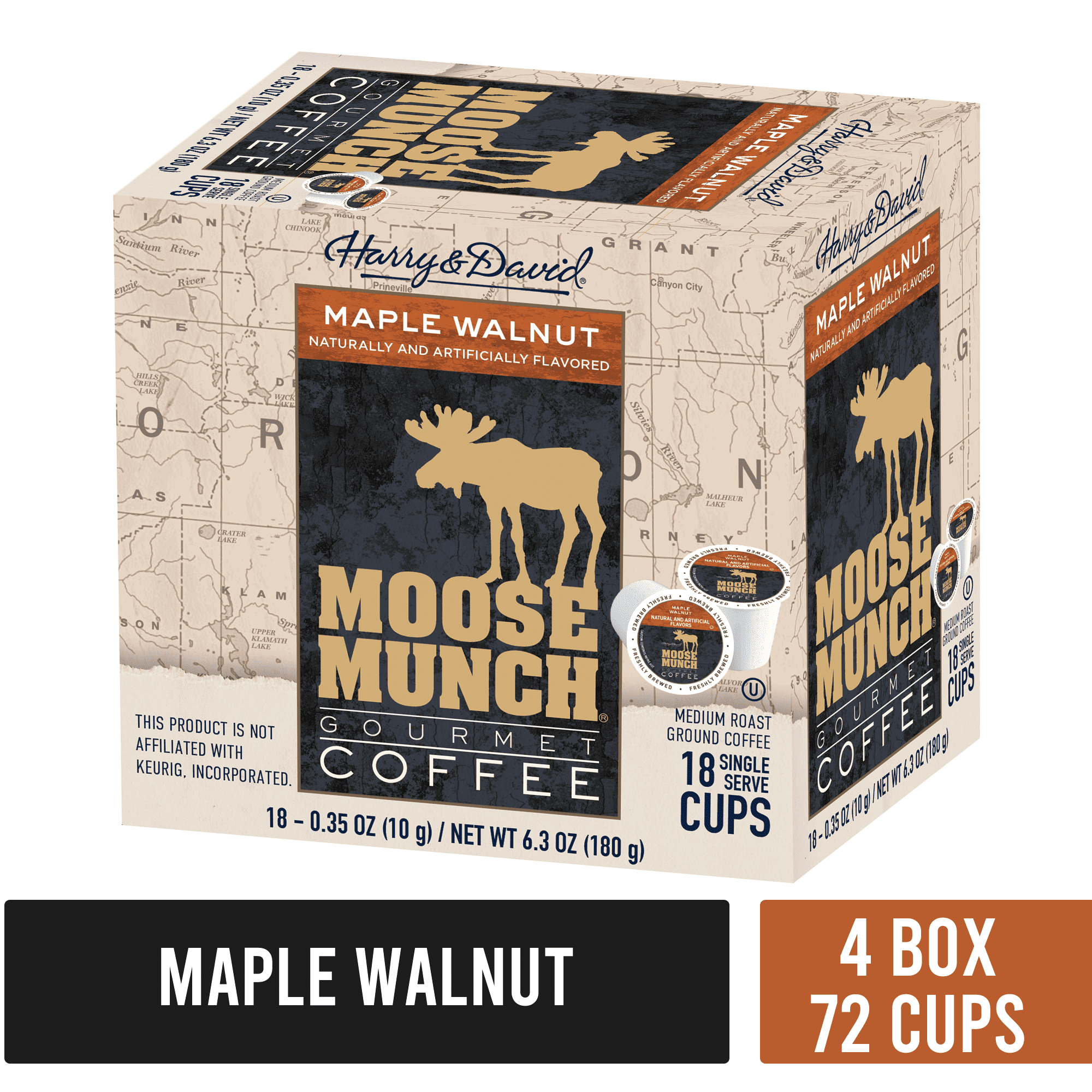 Harry & David Moose Munch Coffee – Maple Walnut, Medium Roast, 100 Keurig Pods