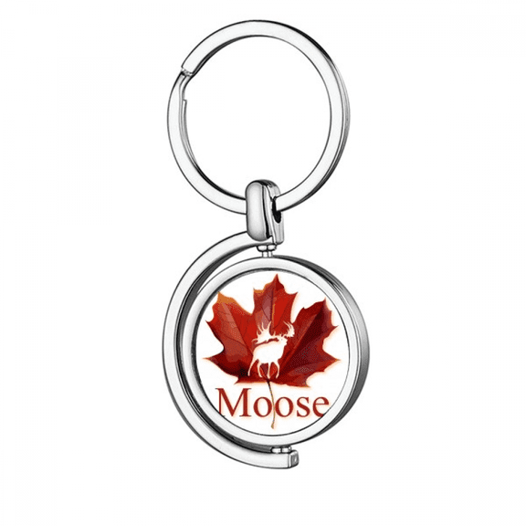 Moose Outline Maple Rotating Keychain Metal Keyring Holder