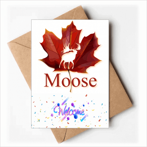 Moose Outline Maple Welcome Back Greeting Cards Envelopes Blank