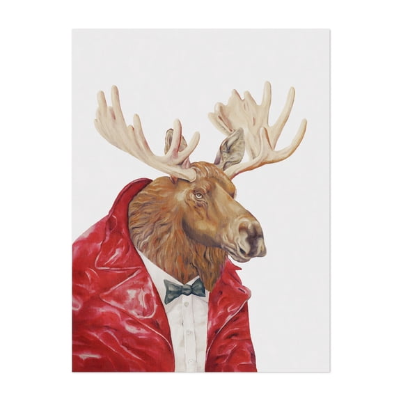 Moose - Painting Surrealism Animal Humor Modern Art Wildlife Illustration Fashion Unframed Wall Art Print 24 x 32 inches