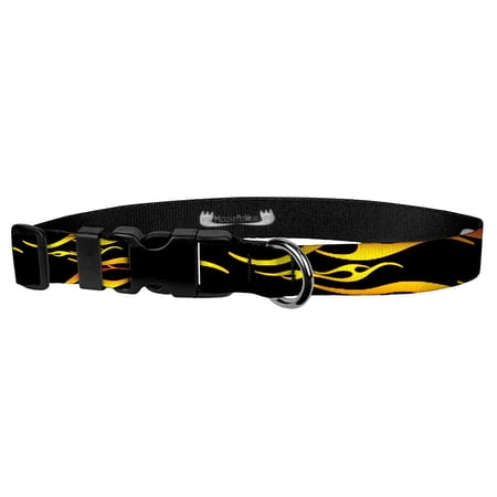 Moose Pet Wear Adjustable Collar 1 inch Large, Deluxe: Hot Rod Flames