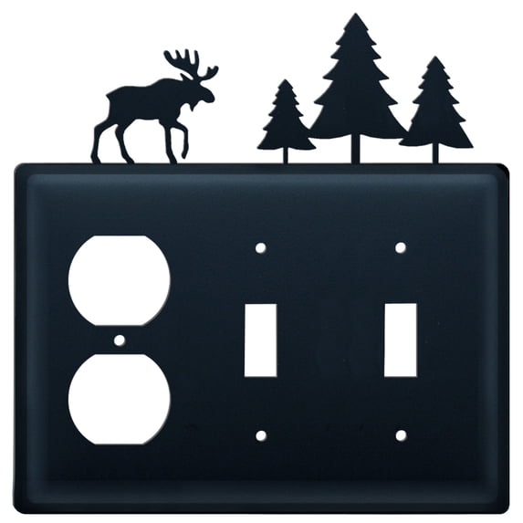 Moose & Pine Trees Single Outlet CUSTOM Product Double Switch Cover
