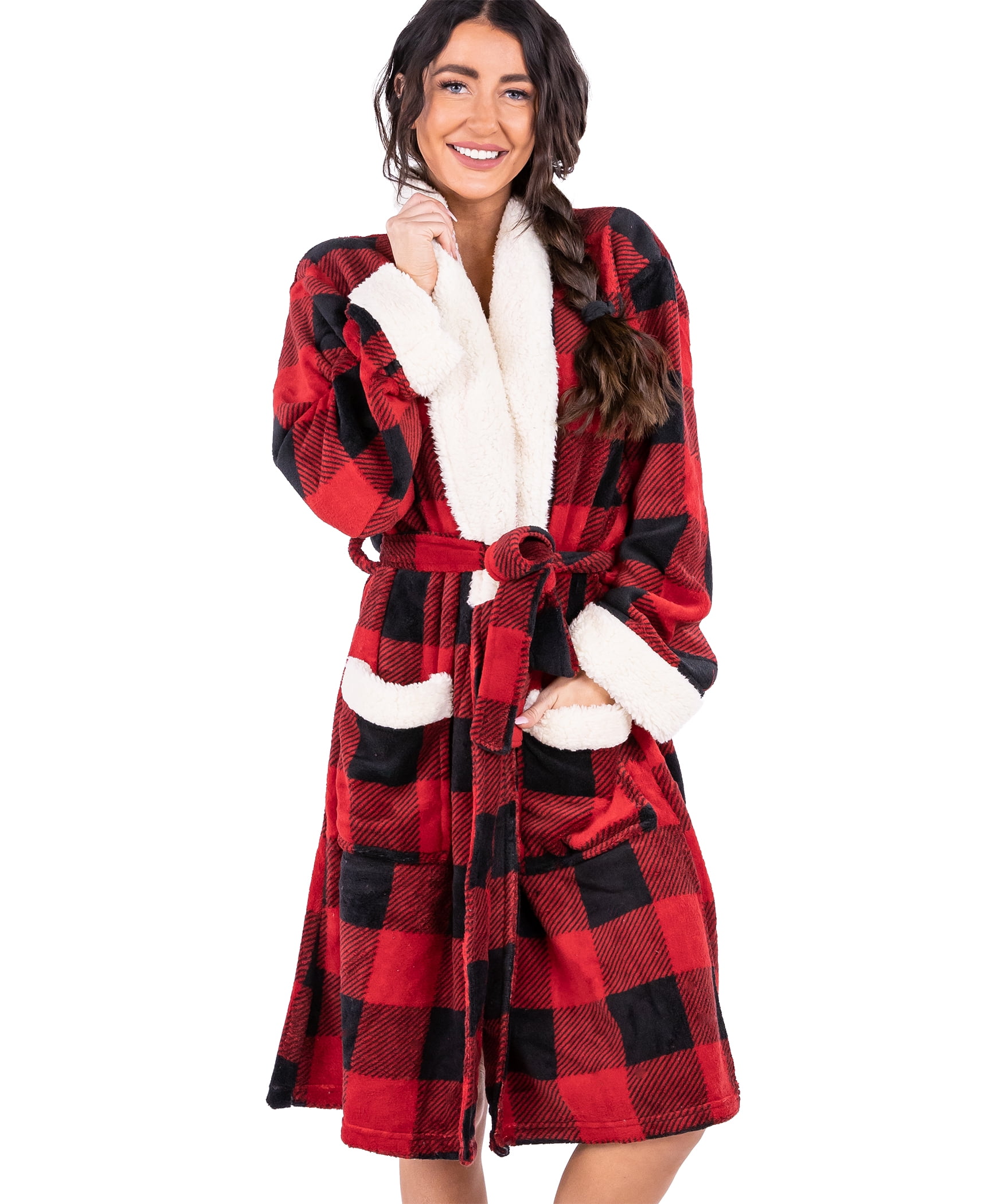 Moose Plaid Lazy One UltraCozy Bathrobes for Women (L/XL)