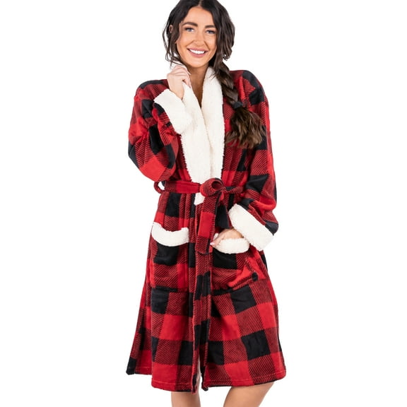 Moose Plaid Lazy One Ultra-Cozy Bathrobes for Women (S/m)