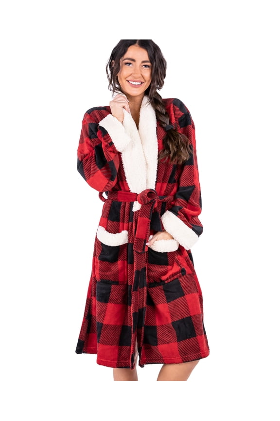 Moose Plaid Lazy One Ultra-Cozy Bathrobes for Women (S/m)