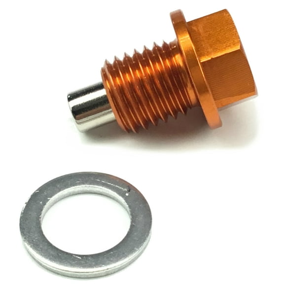 Moose Racing Magnetic Orange Aluminum Oil Drain Plug by ZipTy (DP108)