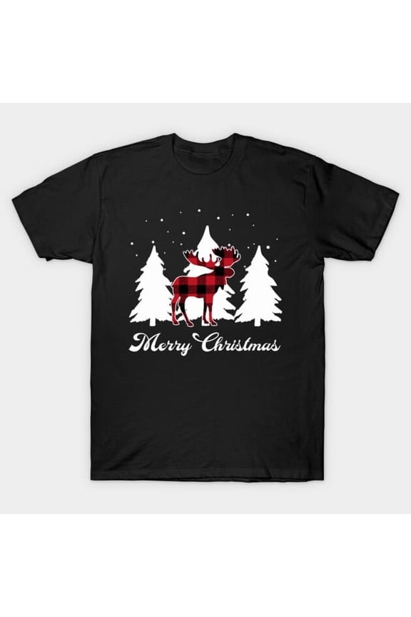 Moose Red Buffalo Plaid Christmas Matching Family Xmas Graphic H47048 Premium Unisex T-Shirt – Extended Sizes Up to 5XL New V12732
