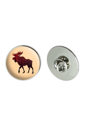 Moose Red Forest Metal 1.1" Tie Tack Hat Lapel Pin Pinback