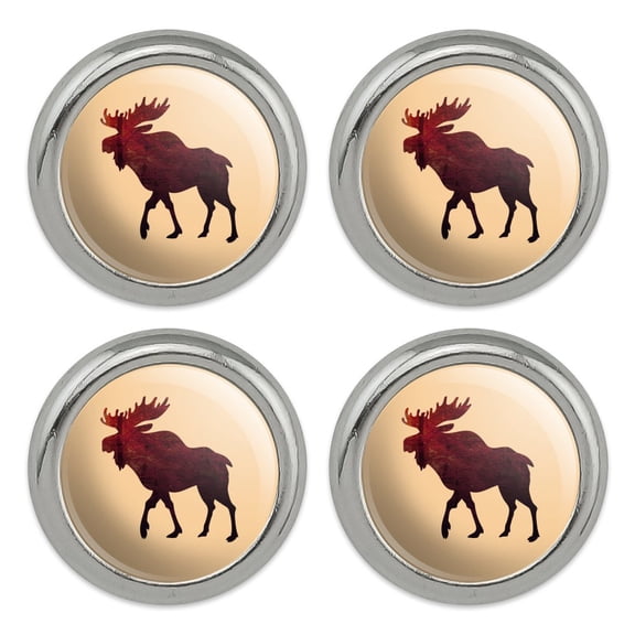 Moose Red Forest Metal Craft Sewing Novelty Buttons - Set of 4
