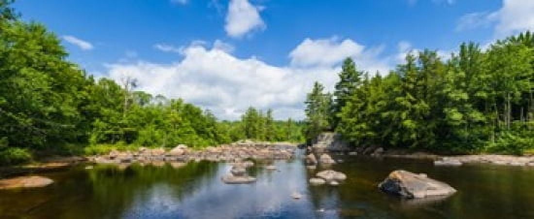 Moose River in the Adirondack Mountains New York State USA Canvas Art - Panoramic Images (30 x 13)