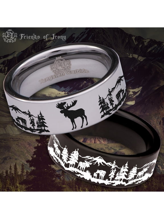 Moose Scenery Tungsten Carbide Ring