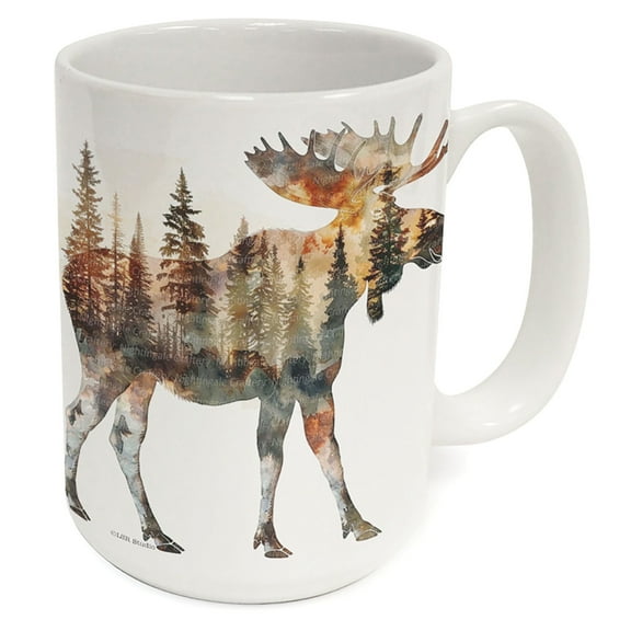 Highland Home "Moose Silhouette" 15 oz. Decorative Ceramic Mug