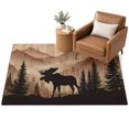 Moose Silhouette Area Rug 4'x6', Nature Mountain Landscape Soft Mat Non ...