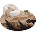 Moose Silhouette Area Rug 6', Nature Mountain Landscape Soft Mat Non ...