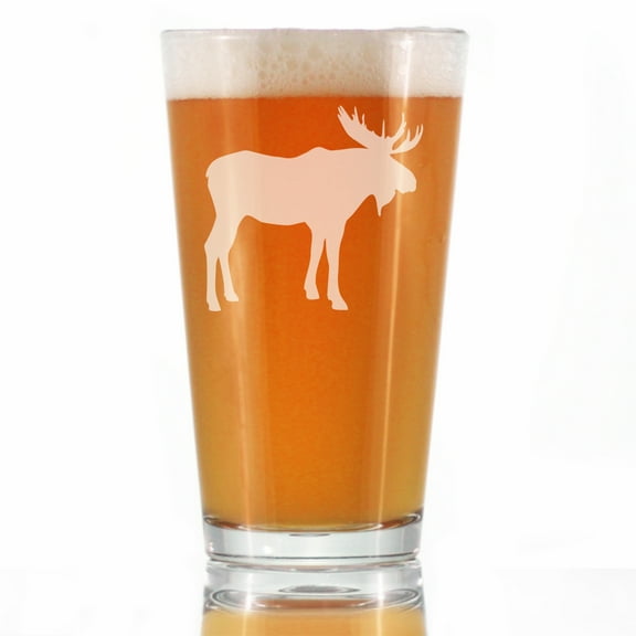 Bevvee Pint Glass 16 oz Moose Silhouette Gifts for Outdoorsy Beer Enthusiasts Beer Glasses