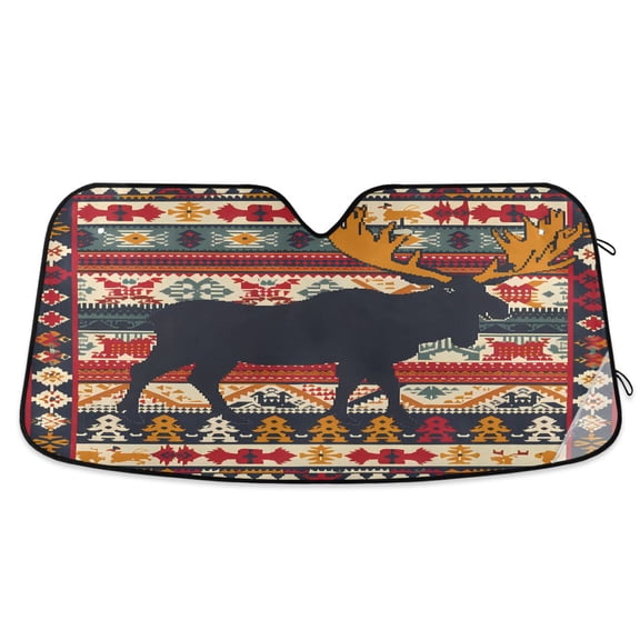 Moose Silhouette Car Windshield Sun Shade Foldable Car Front Window Visor Heat and UV Protection 55x27.6