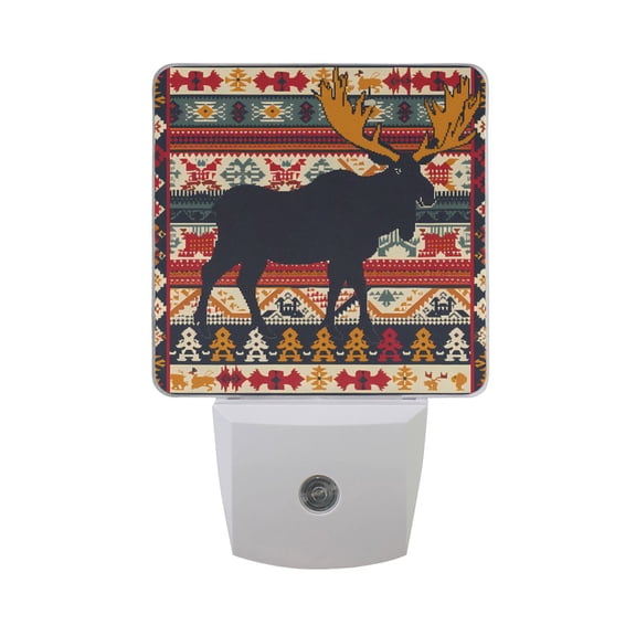 Moose Silhouette Night Light 2 Pack LED Nightlight Plug into Wall Dusk to Dawn Sensor Soft White