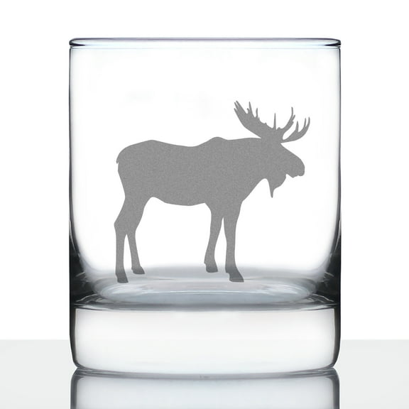 Bevvee Whiskey Rocks Glass 10.25 oz Moose Silhouette Gifts for Outdoorsy Whiskey Enthusiasts Glassware & Drinkware