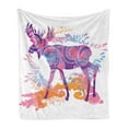 thumbnail image 1 of Moose Soft Flannel Fleece Throw Blanket, Unusual Deer Trippy Featured Color Effects Digital Vivid Display, Cozy Plush for Indoor and Outdoor Use, 50" x 70", Mauve and Orange, by Ambesonne, 1 of 5