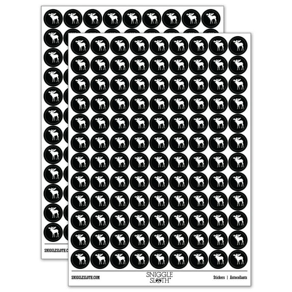 Moose Solid 200+ Round Stickers - Black - Matte Finish - 0.50" Size