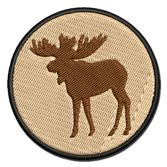Moose Solid Applique Multi-Color Embroidered Iron-On Patch - 3.5 Inch Large