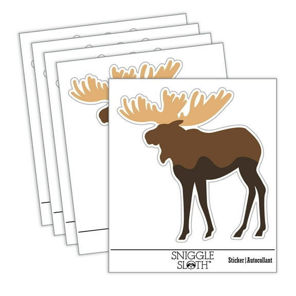 Moose Solid Car Window Bumper Water Bottle Phone Tablet Laptop Waterproof Vinyl Decal Sticker Set 5-Pack - Gloss Finish - 4.0"