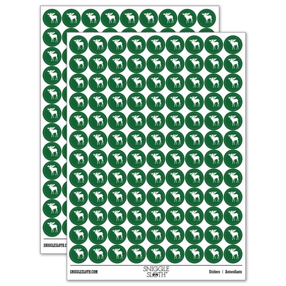 Moose Solid 200+ Round Stickers - Dark Green - Gloss Finish - 0.50" Size