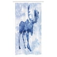 thumbnail image 1 of Moose Stall Shower Curtain, Blue Pattern Pine Needles Spruce Tree with Antlers Deer Family Snow Winter Horns, Fabric Bathroom Set with Hooks, 36W X 72L Inches Long, Blue White, by Ambesonne, 1 of 1