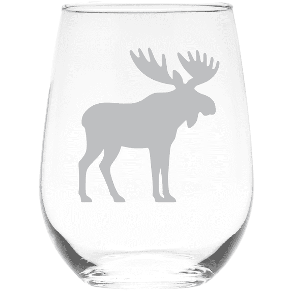 C&M Personal Gifts 17 oz Moose Stemless Wine Glass (Style M2)