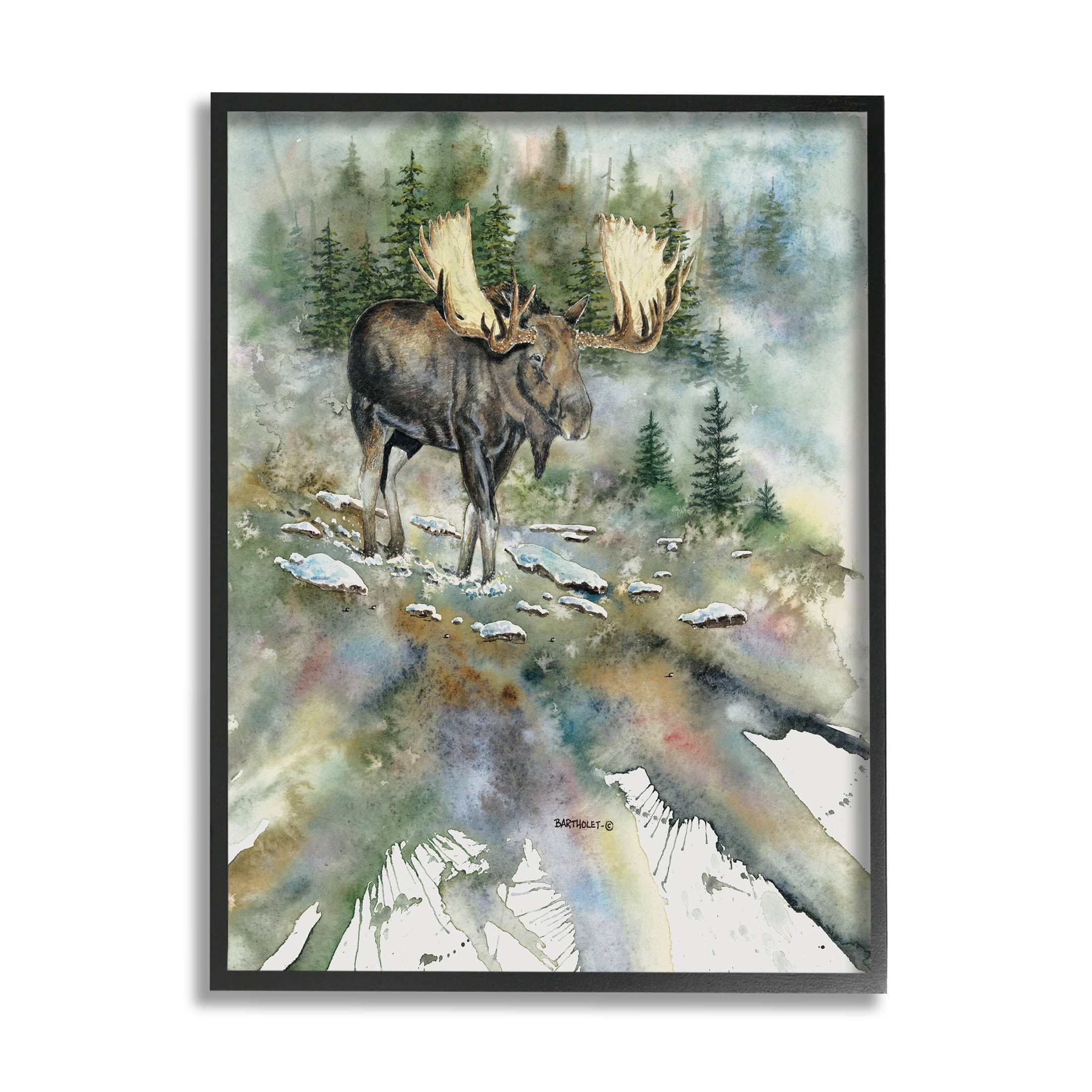 Moose Stepping Nature Wildlife Animals & Insects Graphic Art Black Framed Art Print Wall Art