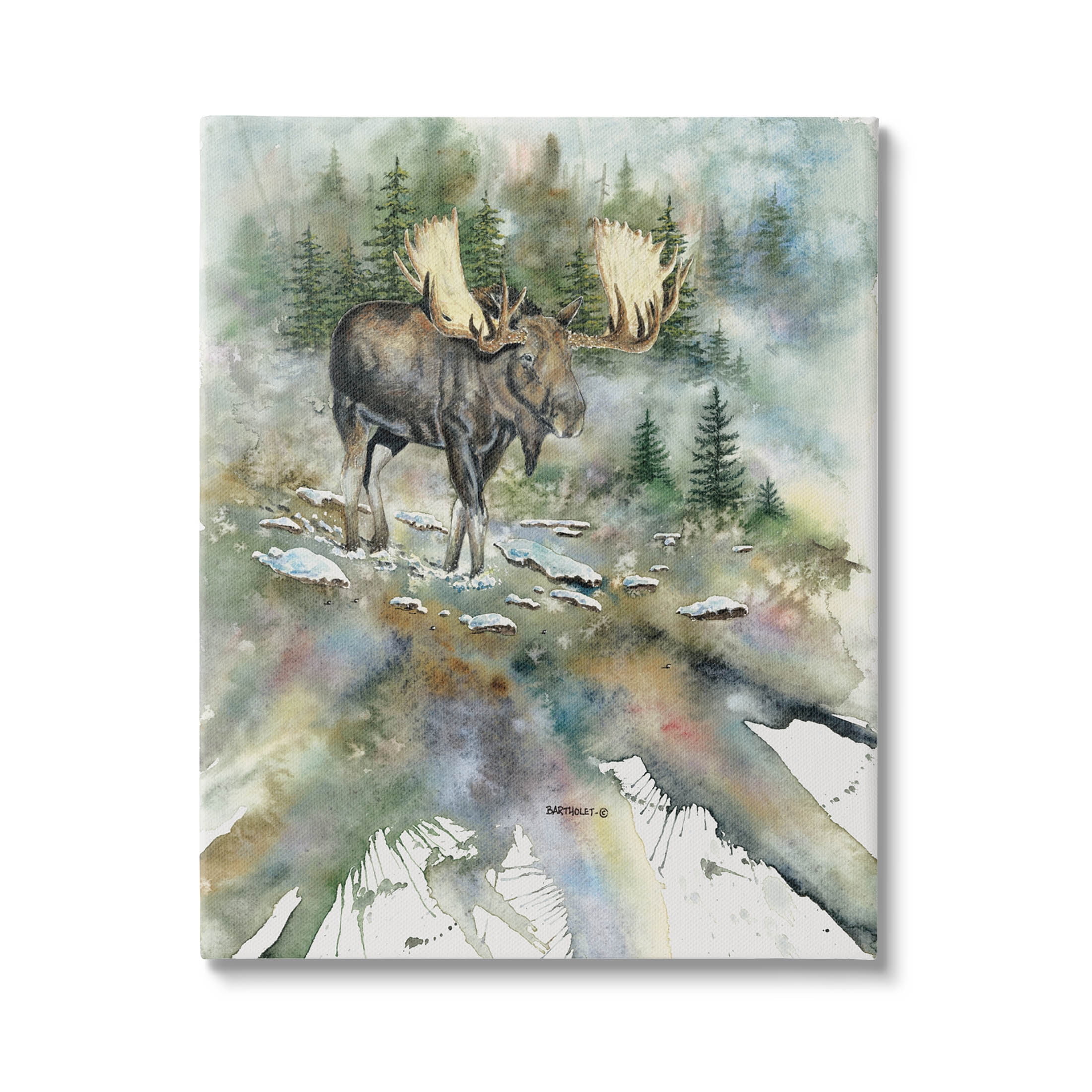 Moose Stepping Nature Wildlife Animals & Insects Graphic Art Gallery Wrapped Canvas Print Wall Art