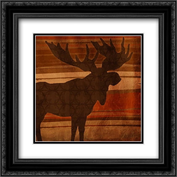 Moose Stripes Mate 2x Matted 20x20 Black Ornate Framed Art Print by Grey, Jace