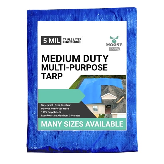 Moose Supply Blue Polyethylene 15 ft x 30 ft, 5 mil Thickness Blue Tarp