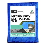 Moose Supply 5 Mil Waterproof Blue Poly Tarp Covers with Grommets, 15' x 15'