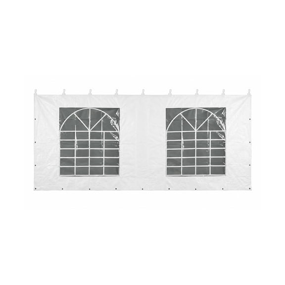 Moose Supply 8' x 20' Tent Sidewall with Window for Party Canopies, White Translucent Polyethylene Water Resistant Side Cover, Single Wall ONLY