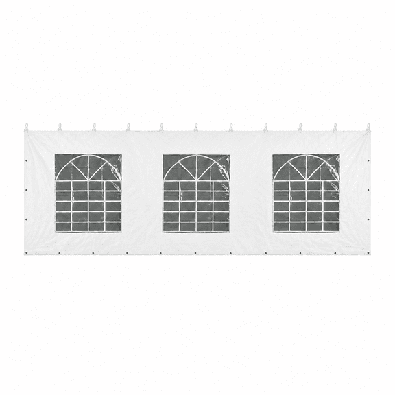 Moose Supply 8' x 30' Tent Sidewall with Window for Party Canopies, White Translucent Polyethylene Water Resistant Side Cover, Single Wall ONLY