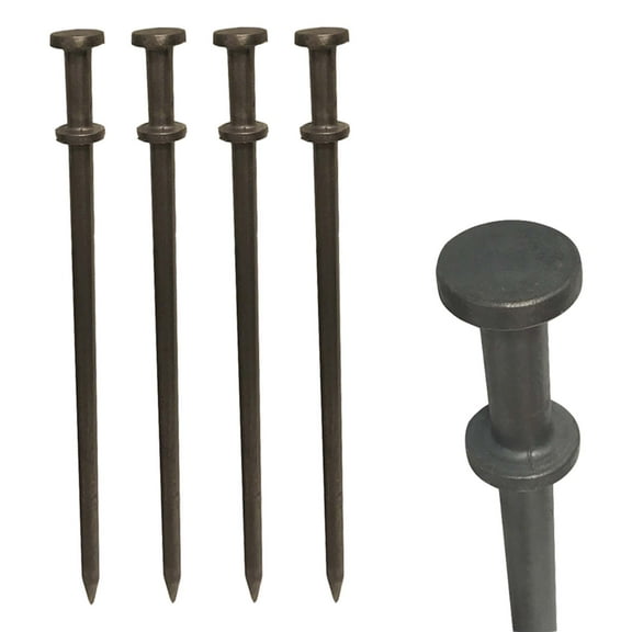 Moose Supply Heavy Duty Double Head Steel Tent Stakes, 4 Pack, 1" x 36"