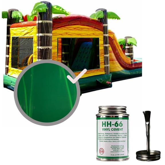 Moose Supply Inflatable Bounce House Vinyl Repair Kit with 4oz HH66 Glue, Green Marble