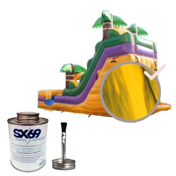 Moose Supply Inflatable Bounce House Vinyl Repair Kit with 4oz SX69 Glue, Yellow Marble