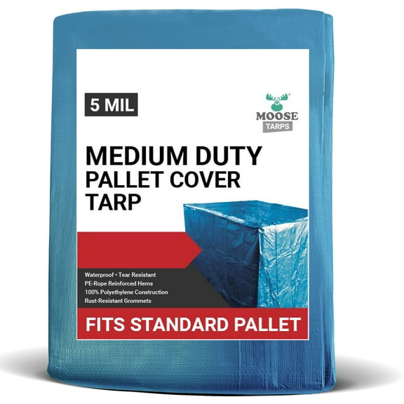 Moose Supply Medium Duty Waterproof Pallet Tarp Cover Blue 4 x 4 x 5 Pallet Cover Tarp