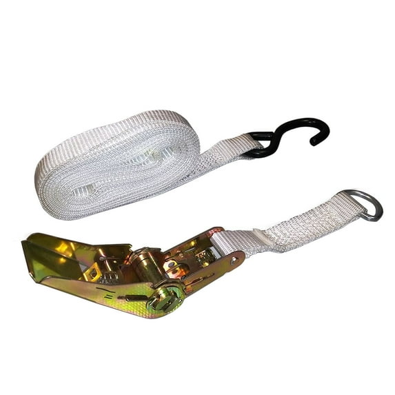 Moose Supply Ratchet Tie Down Straps with S-Hook, 1 Inch x 13 Foot White 10 Pack