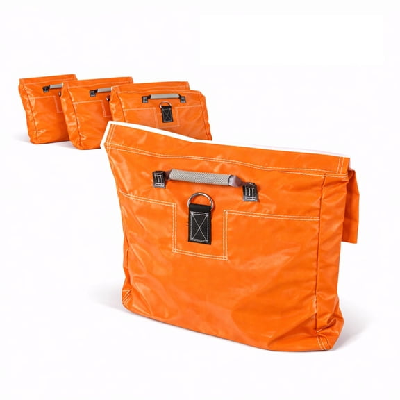 Moose Supply Heavy Duty Sandbag Covers, 21" x 21" PVC Vinyl Anchors, 4 Pack Orange Sand Bags