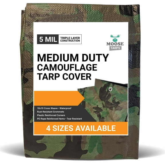 Moose Supply Waterproof Poly Camo Tarp Cover, 6' x 8'