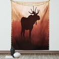 thumbnail image 1 of Moose Tapestry, Antlers in Wild Alaska Forest Rusty Abstract Landscape Design Deer Theme Woods, Wall Hanging for Bedroom Living Room Dorm Decor, 40W X 60L Inches, Peach and Brown, by Ambesonne, 1 of 5